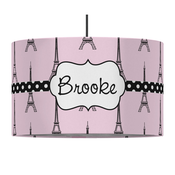 Custom Eiffel Tower 12" Drum Pendant Lamp - Fabric (Personalized)