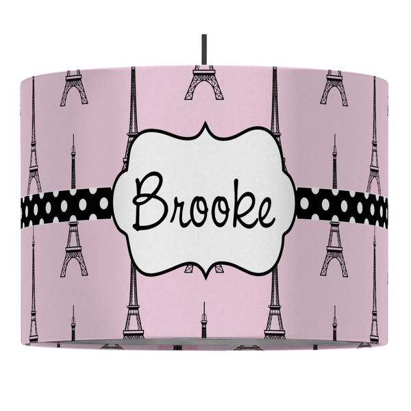 Custom Eiffel Tower 16" Drum Pendant Lamp - Fabric (Personalized)