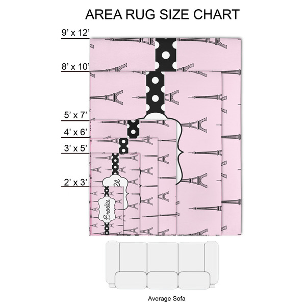 Eiffel Tower 2'x3' Indoor Area Rugs - Size Chart