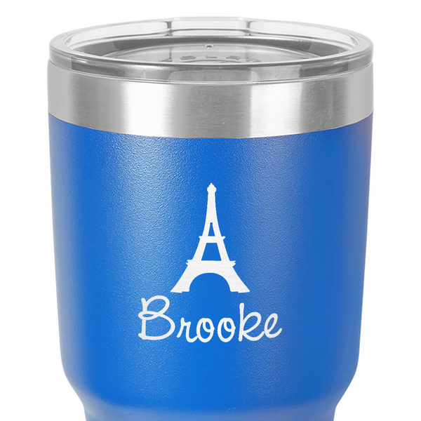 Eiffel Tower 30 oz Stainless Steel Ringneck Tumbler - Blue - Close Up
