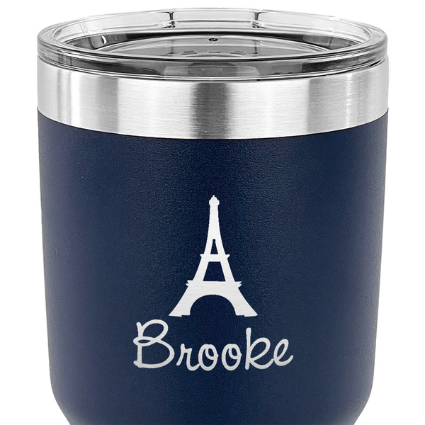 Eiffel Tower 30 oz Stainless Steel Ringneck Tumbler - Navy - CLOSE UP