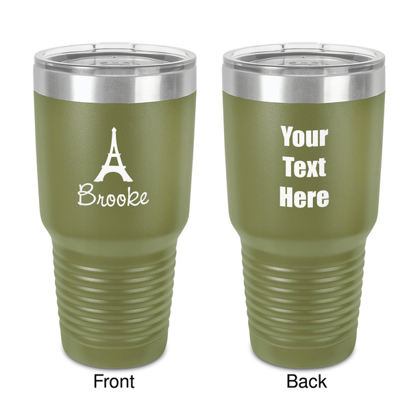 Custom Eiffel Tower 30 oz Stainless Steel Tumbler - Olive - Double-Sided (Personalized)