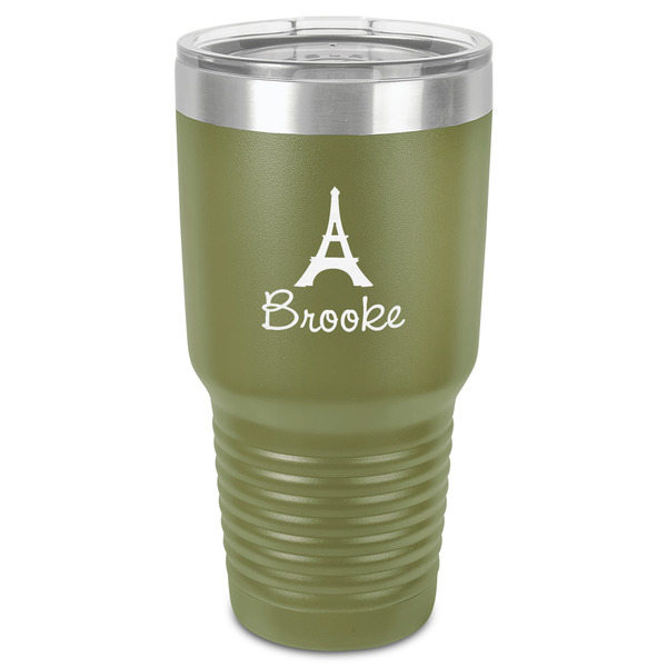 Custom Eiffel Tower 30 oz Stainless Steel Tumbler - Olive - Single-Sided (Personalized)