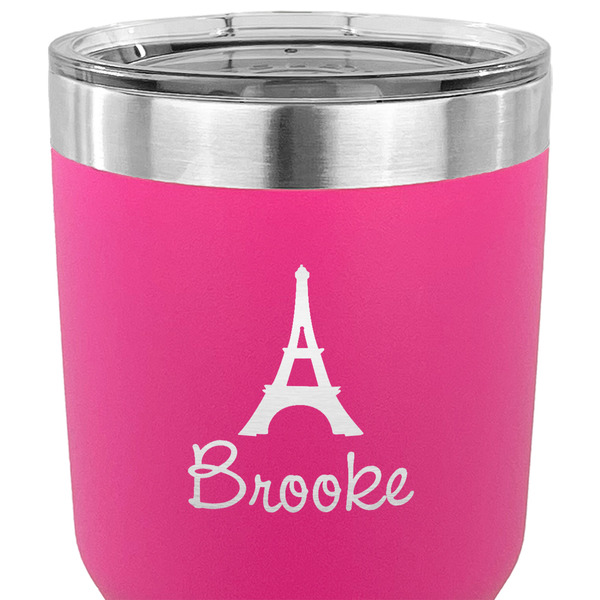 Eiffel Tower 30 oz Stainless Steel Ringneck Tumbler - Pink - CLOSE UP