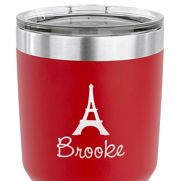Eiffel Tower 30 oz Stainless Steel Ringneck Tumbler - Red - CLOSE UP