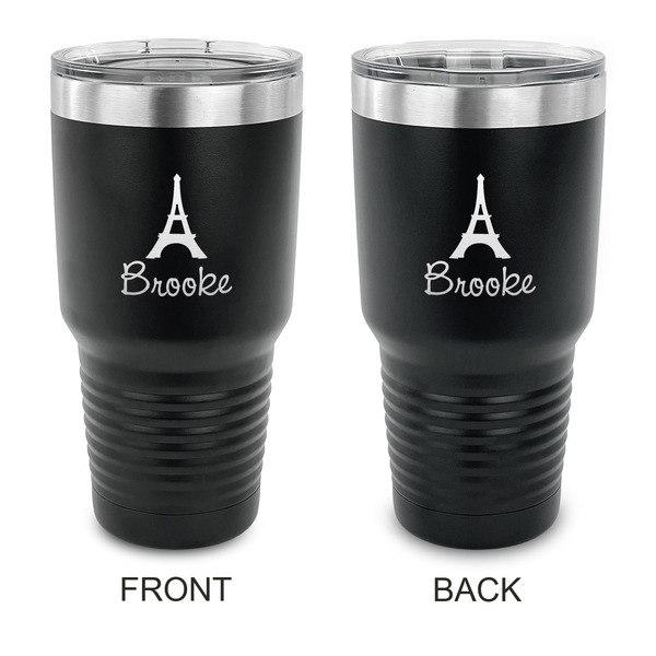 Custom Eiffel Tower 30 oz Stainless Steel Tumbler - Black - Double Sided (Personalized)