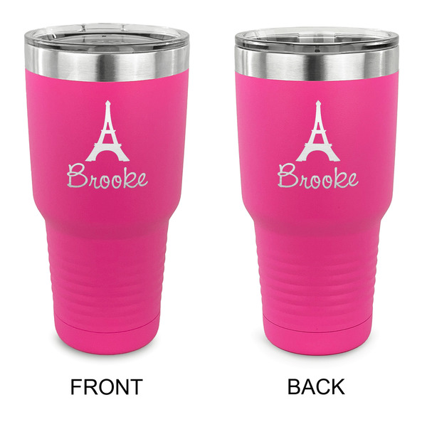 Custom Eiffel Tower 30 oz Stainless Steel Tumbler - Pink - Double Sided (Personalized)