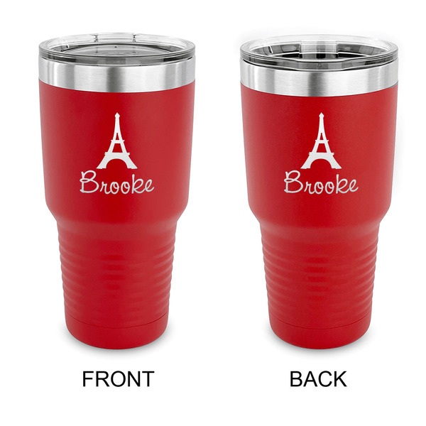 Custom Eiffel Tower 30 oz Stainless Steel Tumbler - Red - Double Sided (Personalized)