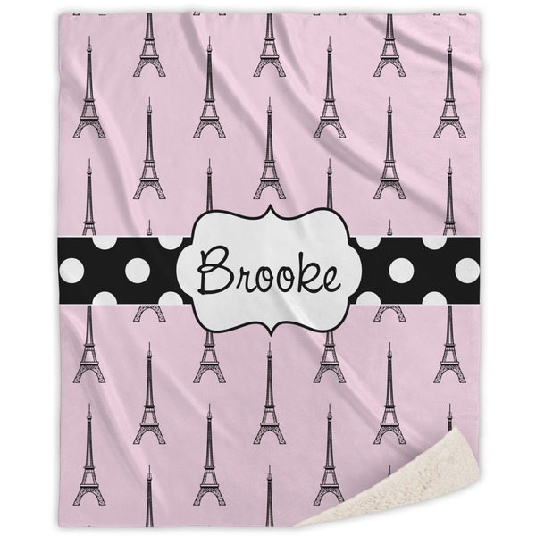 Custom Eiffel Tower Sherpa Throw Blanket - 60"x80" (Personalized)