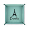 Eiffel Tower 6" x 6" Teal Leatherette Snap Up Tray - FOLDED UP