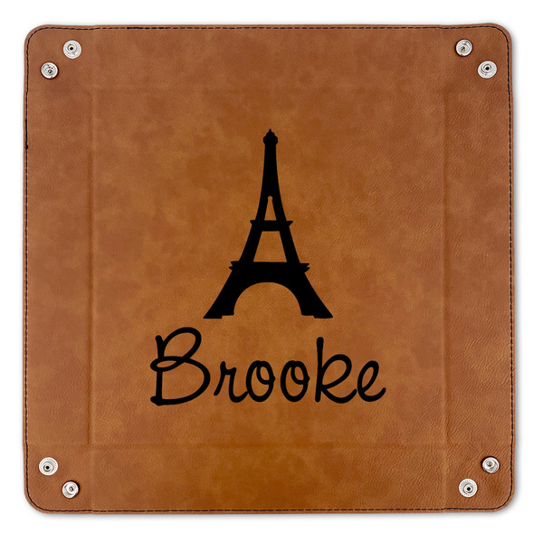 Eiffel Tower 9" x 9" Leatherette Snap Up Tray - APPROVAL (FLAT)