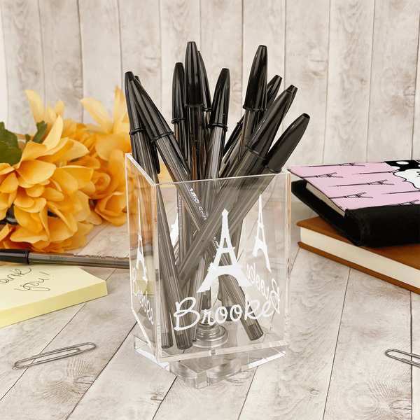 Eiffel Tower Acrylic Pencil Holder - IN CONTEXT
