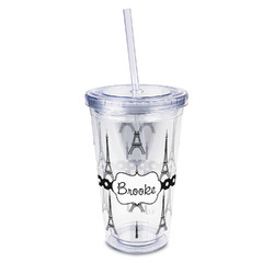 Eiffel Tower 16oz Double Wall Acrylic Tumbler with Lid & Straw - Full Print (Personalized)