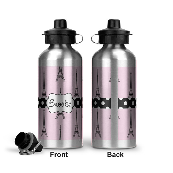 Eiffel Tower Aluminum Water Bottle - Front and Back
