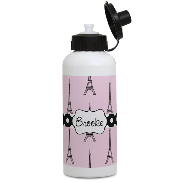 Custom Eiffel Tower Water Bottles - Aluminum - 20 oz - White (Personalized)