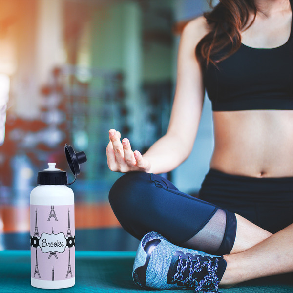 Eiffel Tower Aluminum Water Bottle - White LIFESTYLE