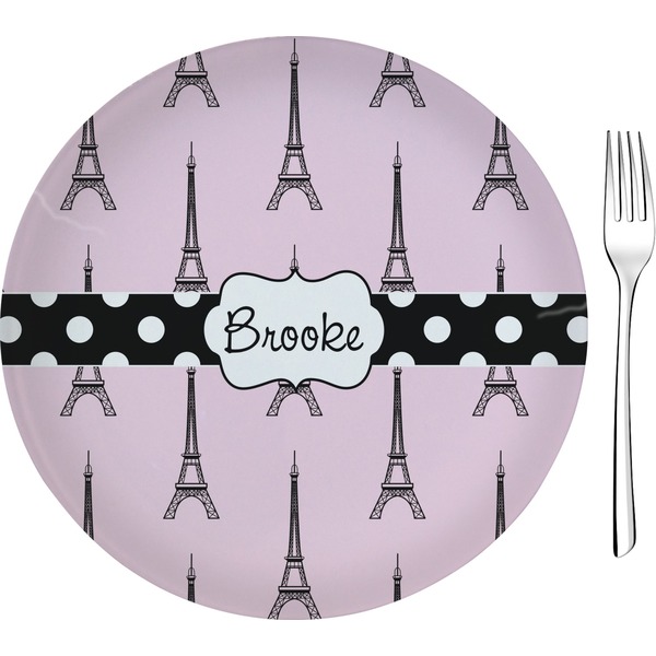 Custom Eiffel Tower 8" Glass Appetizer / Dessert Plates - Single or Set (Personalized)
