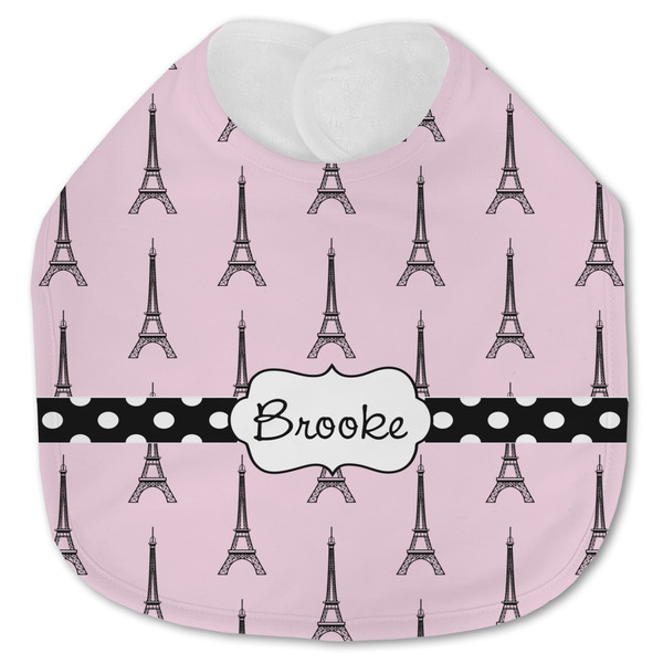 Custom Eiffel Tower Jersey Knit Baby Bib w/ Name or Text
