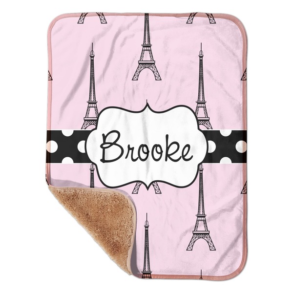 Custom Eiffel Tower Sherpa Baby Blanket - 30" x 40" w/ Name or Text
