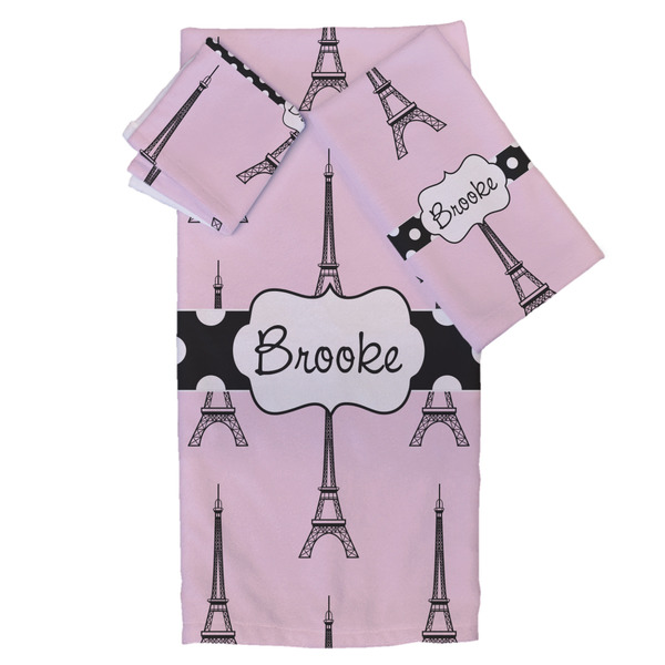 Custom Eiffel Tower Bath Towel Set - 3 Pcs (Personalized)