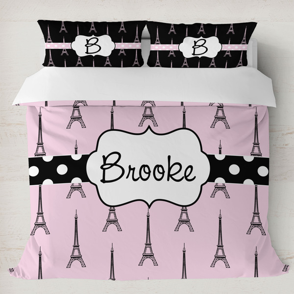 Custom Eiffel Tower Duvet Cover Set - King (Personalized)