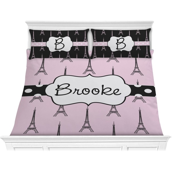 Custom Eiffel Tower Comforter Set - King (Personalized)