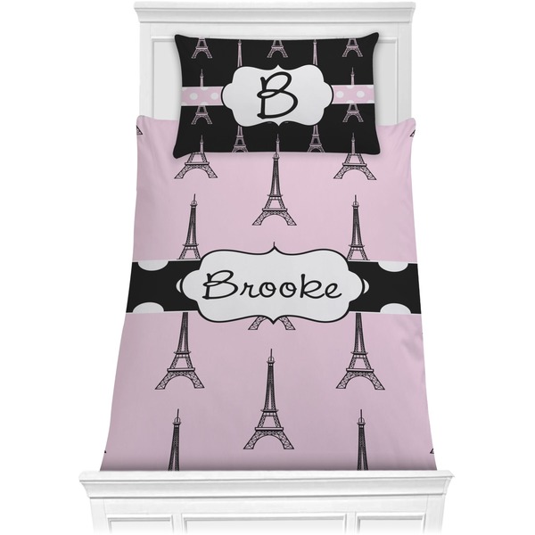 Custom Eiffel Tower Comforter Set - Twin (Personalized)