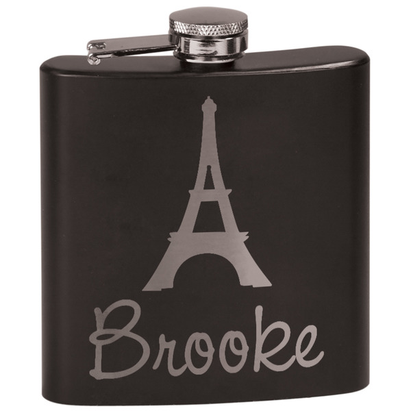 Custom Eiffel Tower Black Flask Set (Personalized)