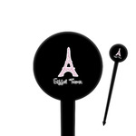 Eiffel Tower 4" Round Plastic Food Picks - Black - Single Sided (Personalized)