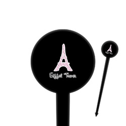 Eiffel Tower 4" Round Plastic Food Picks - Black - Single Sided (Personalized)