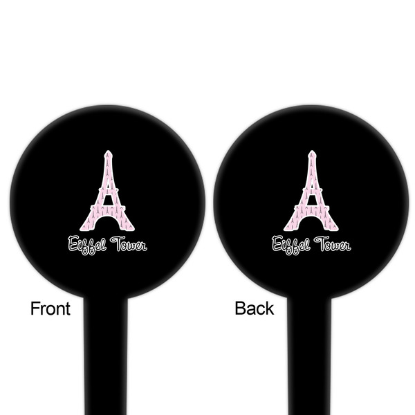 Eiffel Tower Black Plastic 6" Food Pick - Round - Double Sided - Front & Back