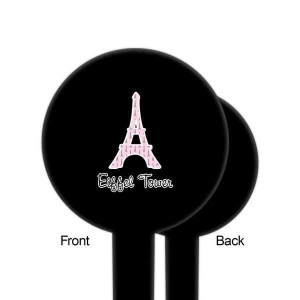 Eiffel Tower Black Plastic 6" Food Pick - Round - Single Sided - Front & Back