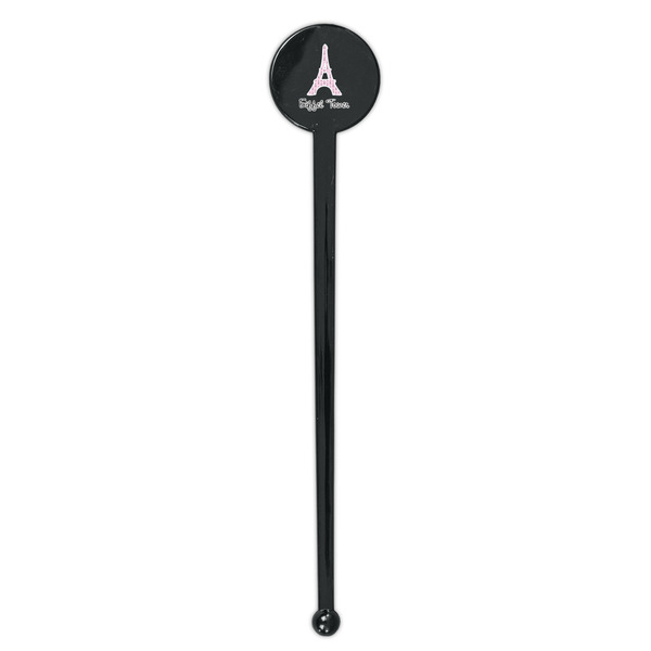 Eiffel Tower Black Plastic 7" Stir Stick - Round - Single Stick