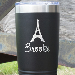 Eiffel Tower 20 oz Stainless Steel Tumbler - Black - Single Sided (Personalized)