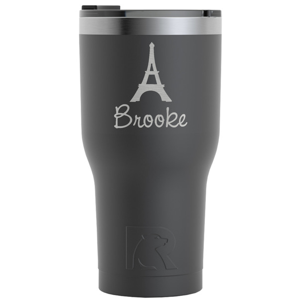 Custom Eiffel Tower RTIC Tumbler - Black - Engraved Front (Personalized)