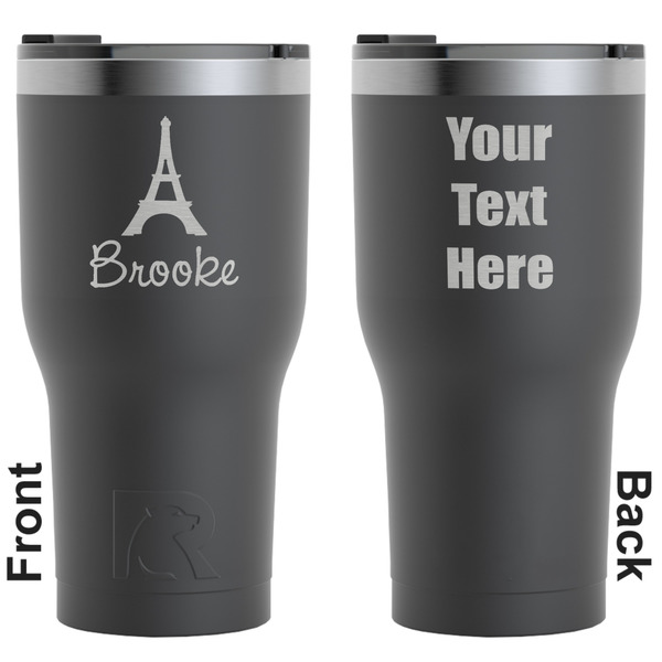 Custom Eiffel Tower RTIC Tumbler - Black - Engraved Front & Back (Personalized)