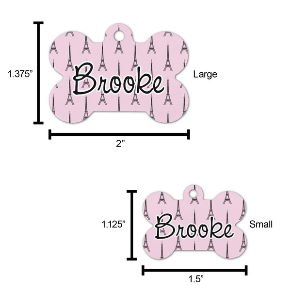 Eiffel Tower Bone Shaped Dog ID Tag - Large - Scale