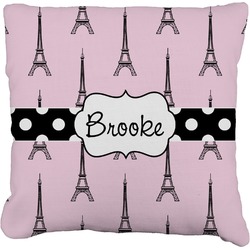 Eiffel Tower Faux-Linen Throw Pillow 18" (Personalized)