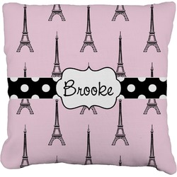 Eiffel Tower Faux-Linen Throw Pillow 20" (Personalized)