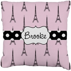 Eiffel Tower Faux-Linen Throw Pillow (Personalized)