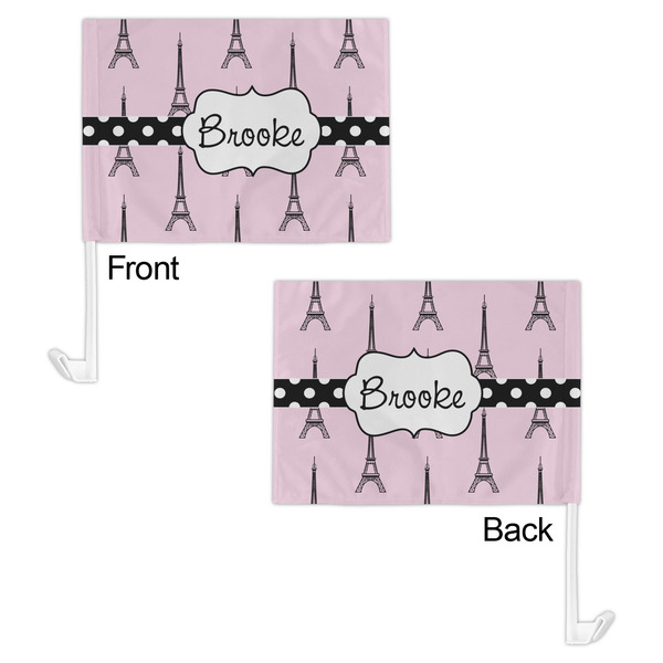 Eiffel Tower Car Flag - 11" x 8" - Front & Back View