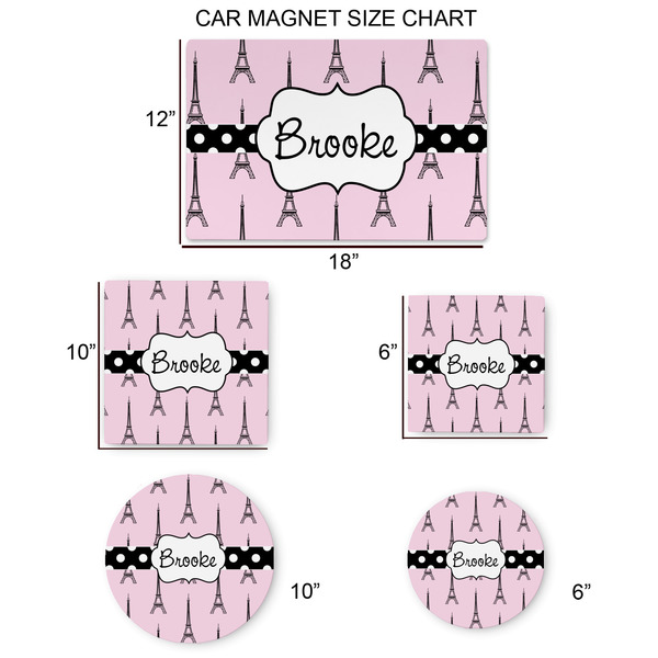 Eiffel Tower Car Magnets - SIZE CHART