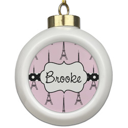 Eiffel Tower Ceramic Ball Ornament (Personalized)