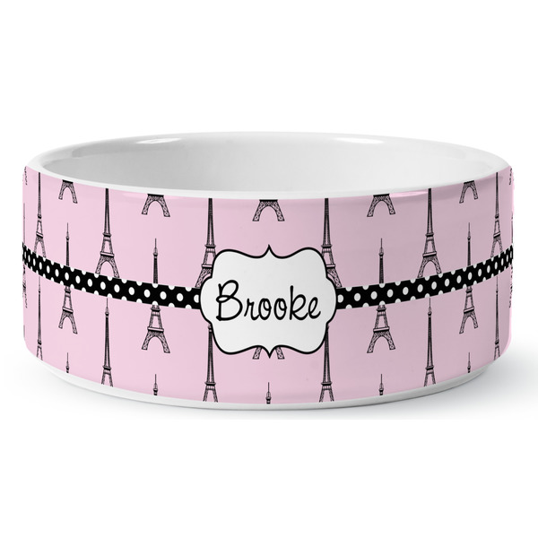 Eiffel Tower Ceramic Dog Bowl - Medium - Front