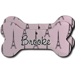Eiffel Tower Ceramic Dog Ornament - Front & Back w/ Name or Text