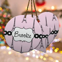 Eiffel Tower Ceramic Ornament w/ Name or Text