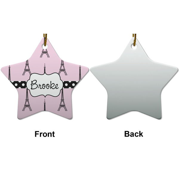 Eiffel Tower Ceramic Flat Ornament - Star Front & Back (APPROVAL)