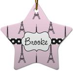 Eiffel Tower Star Ceramic Ornament w/ Name or Text