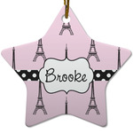 Eiffel Tower Star Ceramic Ornament w/ Name or Text