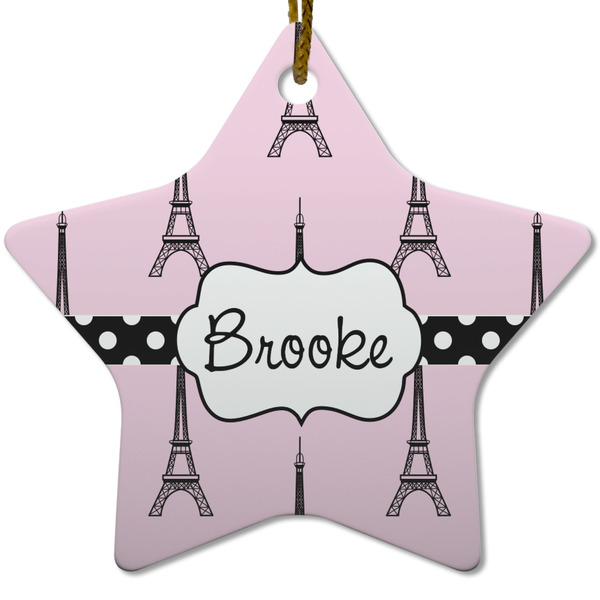 Eiffel Tower Ceramic Flat Ornament - Star (Front)